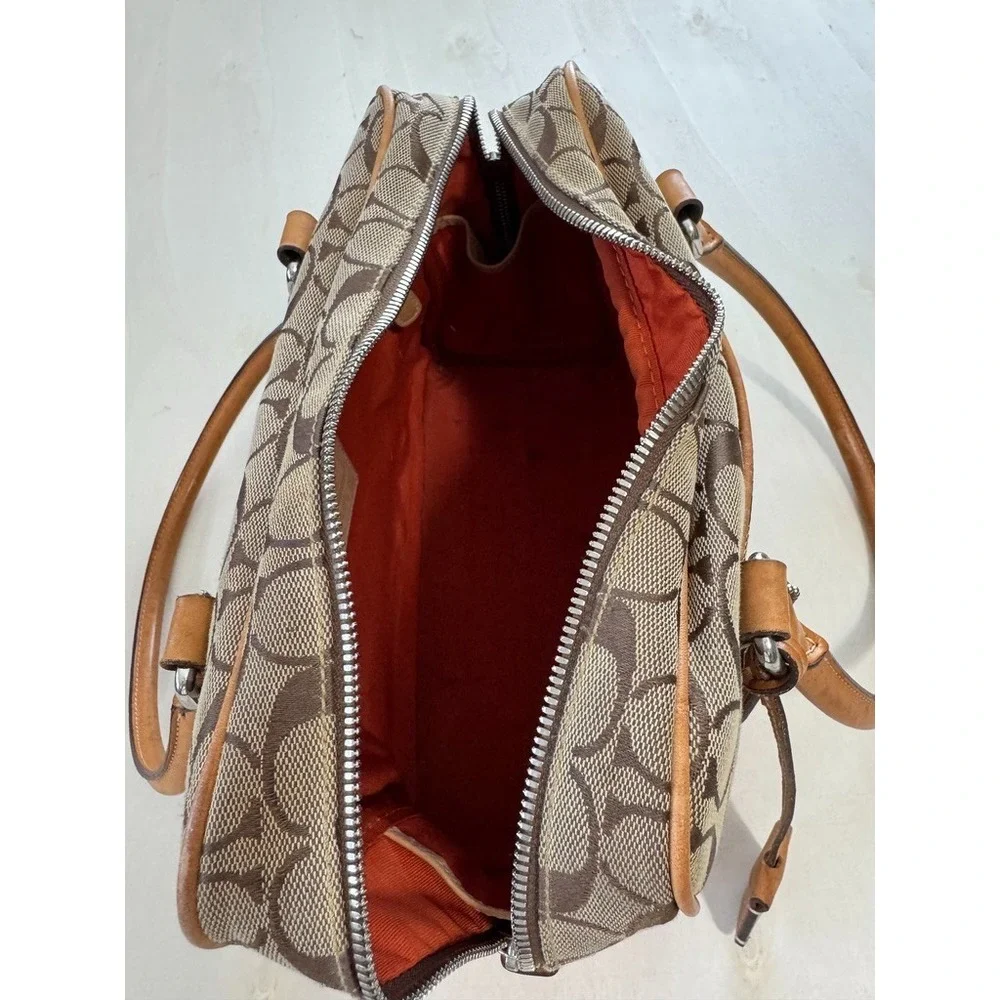 Coach Vintage Signature Satchel C1R-6097 Carry All Purse Leather Handles Canvas
